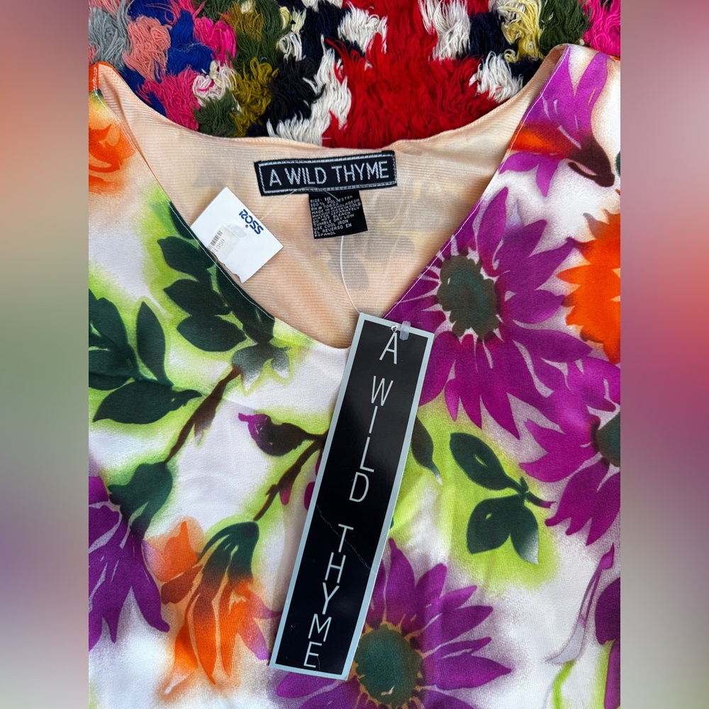 Y2K Vintage A Wild Thyme Psychedelic Floral Midi Dress Size 18 Deadstock - Picture 4 of 8